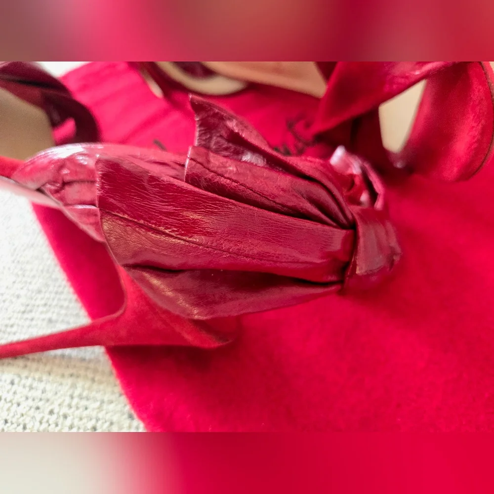 NWB CHRISTIAN LOUBOUTIN Red Exotic Leather/Suede Stiletto Heels 4"/10cm Size:40 - Picture 10 of 15